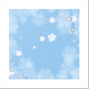 Cool Pattern Neck Gator Blue Sky Floral Pattern Posters and Art